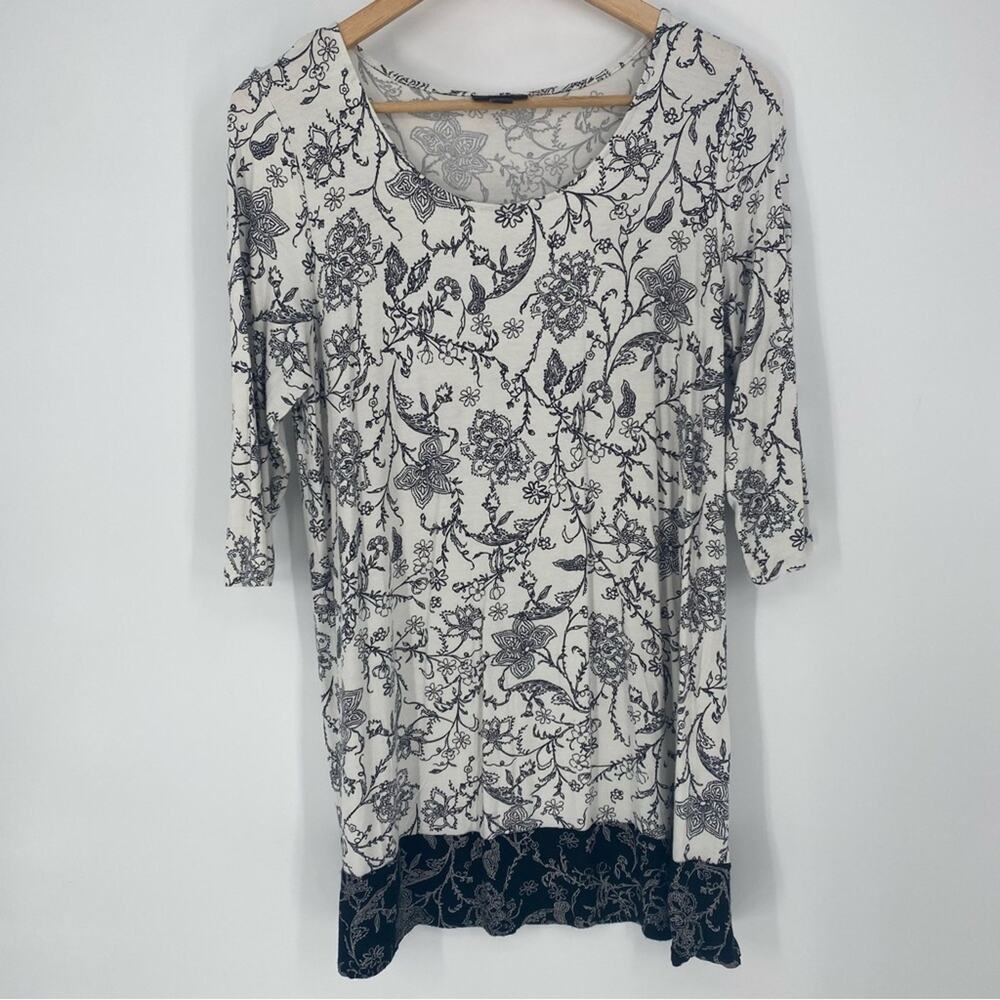 J Jill‎ Tunic Wearever Collection Floral Print Travel Resortwear Comfy M